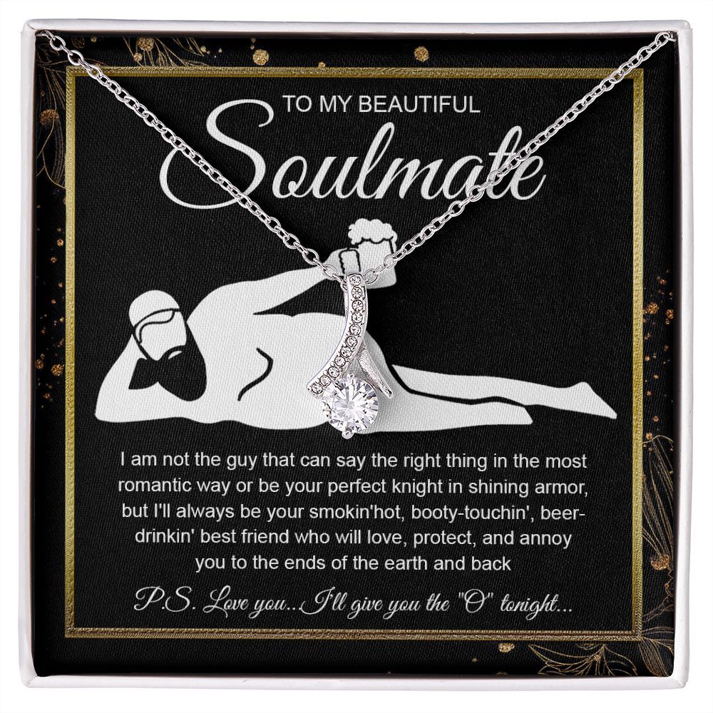 To My Beautiful Soulmate Necklace For Women, Funny Gifts For Girlfriend,Valentine Christmas Presents For Girlfriend, Best Birthday Meaningful Gift Ideas For Wife, Women Romantic Jewelry For Her Wedding Message Card and Gift Box Styles Allruing Necklace