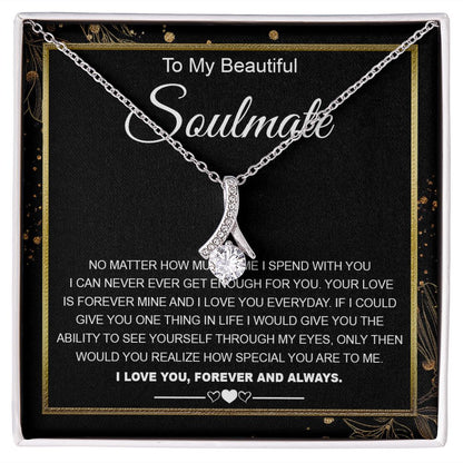 To My Beautiful Soulmate Necklace Gifts for Wife from Husband, Wife Valentine Gifts, Gift for Wife, Message Card and Necklace Gift Box Gift Box Styles on Birthday, Wedding, Anniversary, Valentine Allruing Necklace