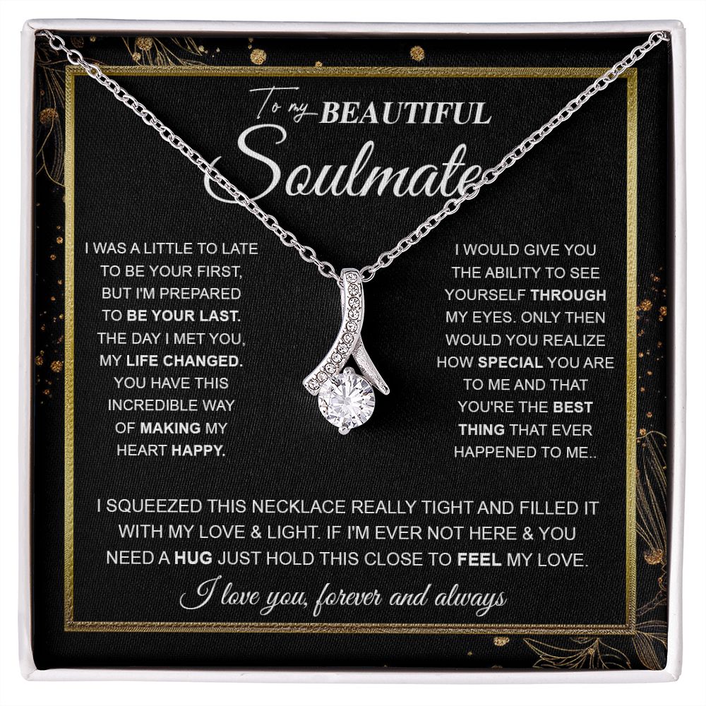 to My Beautiful Soulmate Necklace Future Wife Gifts, Promise Necklace For Her, Fiance Gifts For Her, Valentine Birthday Gifts For Future Wife With Message Card Box LED, Soulmate Necklace For Women, To My Wife Necklace Allruing Necklace