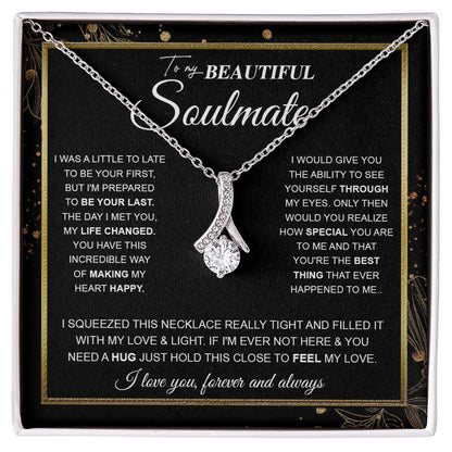 to My Beautiful Soulmate Necklace Future Wife Gifts, Promise Necklace For Her, Fiance Gifts For Her, Valentine Birthday Gifts For Future Wife With Message Card Box LED, Soulmate Necklace For Women, To My Wife Necklace Allruing Necklace