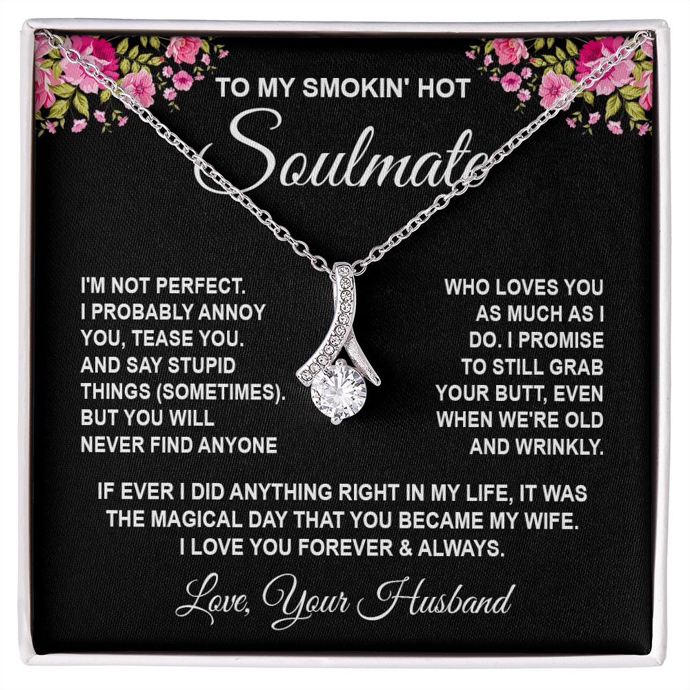 Soulmate Necklace Gifts from Husband, Wedding Gifts for Wife from Husband, Wife Birthday Gifts from Husband, To My Wife Necklace Message Card and Necklace Gifts Box Gift Box Styles on Birthday, Wedding, Anniversary, Valentine Allruing Necklace