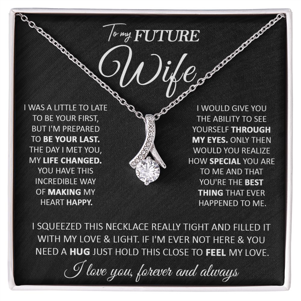 Couples Gifts, To My Beautiful Wife, Necklace From Husband, Valentine For Wife From Husband, Wife Wedding From Husband, To My Wife, Necklace Custom Name Message Card and Gift Box Styles on Birthday, Christmas, Wedding, Anniversary Allruing Necklace