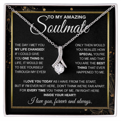 To My Amazing Solmate Necklace Gift From Husband To My Badass Wife Pendant Valentine Jewelry with Message Card and Gift Box. Gift for Wife. Necklace Gift Set for Wife Necklace Gifts Box Gift Box Styles Allruing Necklace