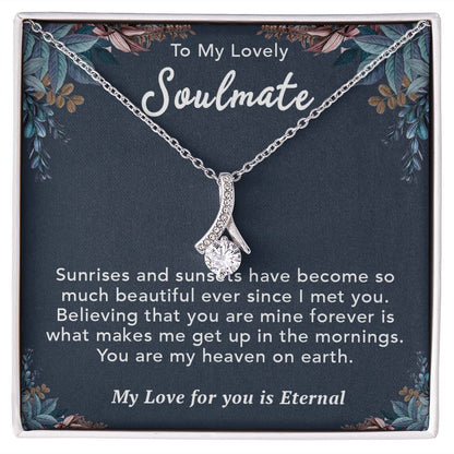 To My Lovely Soulmate Necklace Gift From Husband To My Badass Wife Pendant Birthday Jewelry with Message Card and Gift Box. Gift for Wife. Necklace Gift Set for Wife Necklace Gifts Box Gift Box Styles Allruing Necklace