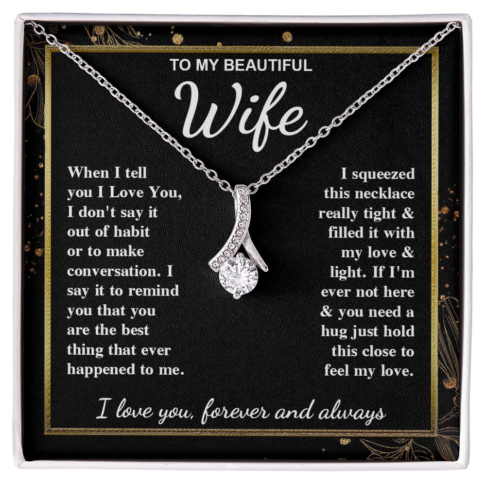 To My Beautiful Wife Necklace Gift for Her, Soulmate for Wife Valentine Gifts from Husband, Wedding for Women, Soulmate Gifts, Message Card and Necklace Gifts Box Gift Box Styles on Birthday, Wedding, Anniversary, Valentine Allruing Necklace