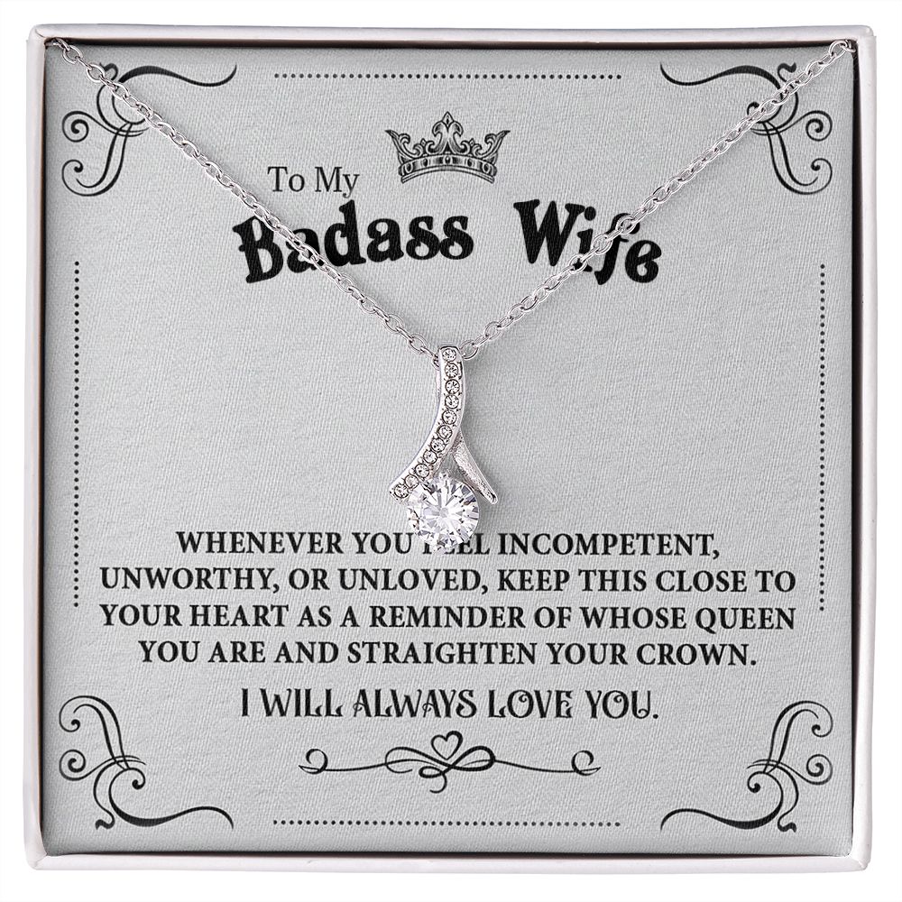 Personalized Valentine Gift For Badass Wife, To My Wife Necklace For Women, Soulmate Necklace, To My Wife Necklace From Husband, Necklace Custom Name Message Card and Gift Box Styles on Birthday, Christmas, Wedding, Anniversary Allruing Necklace