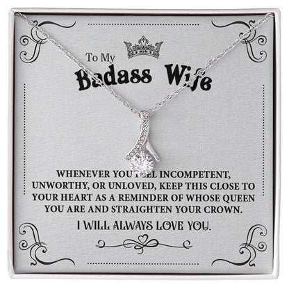 Personalized Valentine Gift For Badass Wife, To My Wife Necklace For Women, Soulmate Necklace, To My Wife Necklace From Husband, Necklace Custom Name Message Card and Gift Box Styles on Birthday, Christmas, Wedding, Anniversary Allruing Necklace