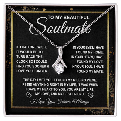 To My Beautiful Soulmate Necklace Gift for Her, Soulmate for Wife Valentine Gifts from Husband, Wedding Jewelry for Women, Soulmate Gifts, Message Card and Necklace Gifts Box Gift Box Styles on Birthday, Wedding, Anniversary, Valentine Allruing Necklace