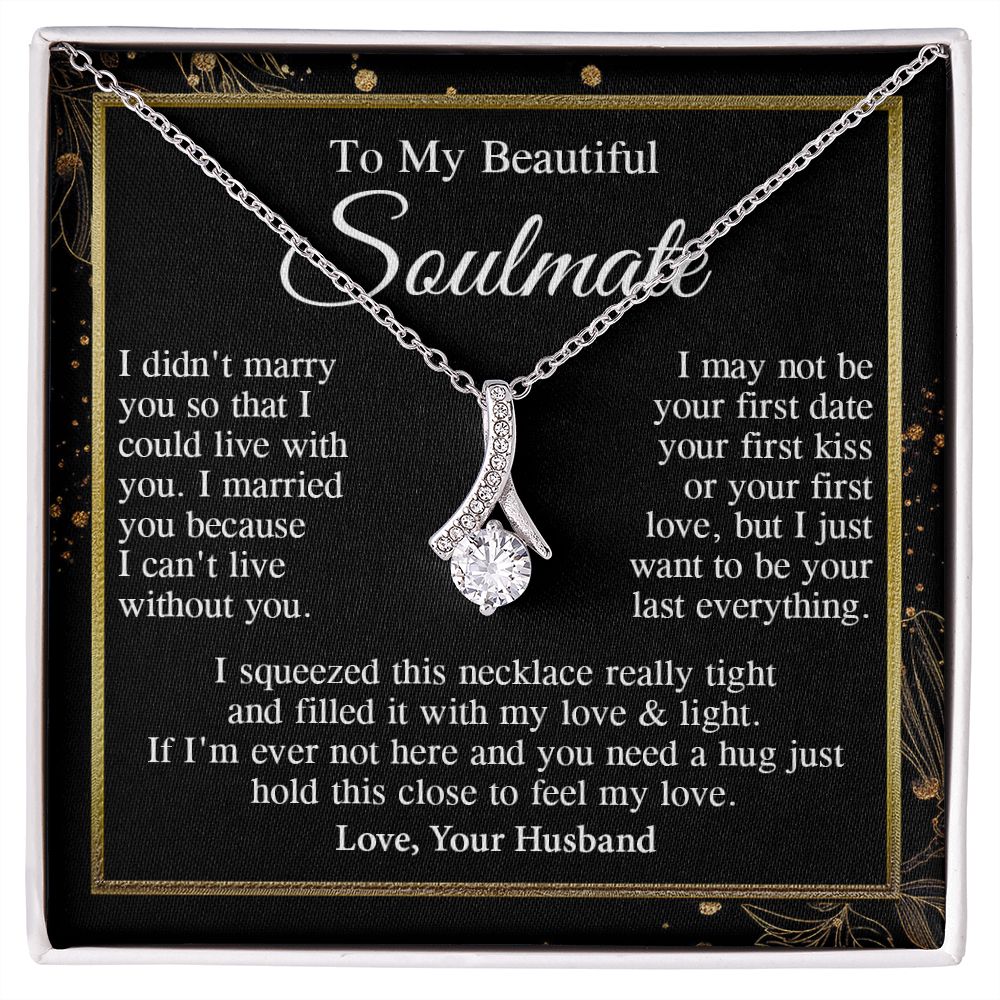 Soulmate Necklace Gift From Husband, Anniversary Romantic Gifts for Soulmate from Husband, Wife Wedding Gifts Message Card and Necklace Gifts Box Gift Box Styles on Birthday, Wedding, Anniversary, Valentine Allruing Necklace