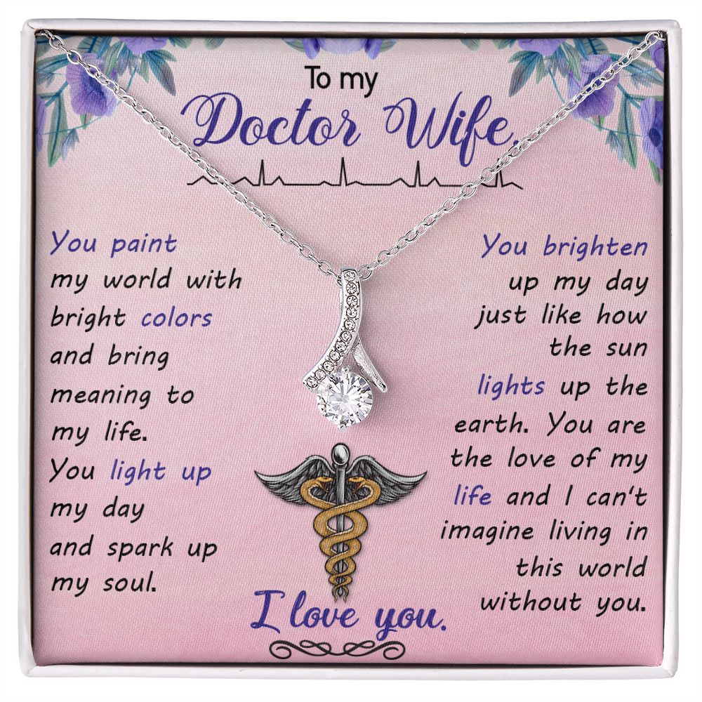 Couples Gifts, Doctor Wife Girlfriend Necklace Gifts From Husband, Wedding Anniversary Jewelry For Wife From Husband, Wife Birthday From Husband, To My Beautiful Wife Girlfriend Message Card and Gift Box styles On Birthday, Christmas, Anniversary  Allruin
