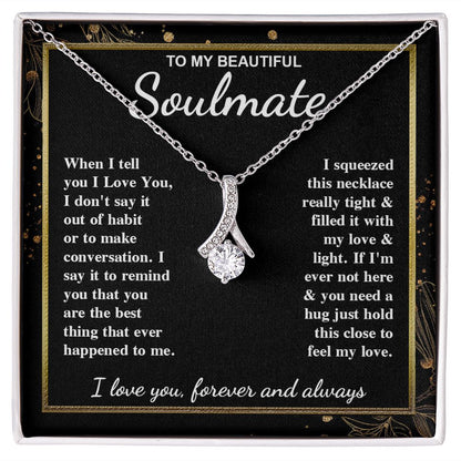 To My Beautiful Soulmate Necklace Gift for Her, Soulmate for Wife Valentine Gifts from Husband, Wedding for Women, Soulmate Gifts, Message Card and Necklace Gifts Box Gift Box Styles on Birthday, Wedding, Anniversary, Valentine Allruing Necklace