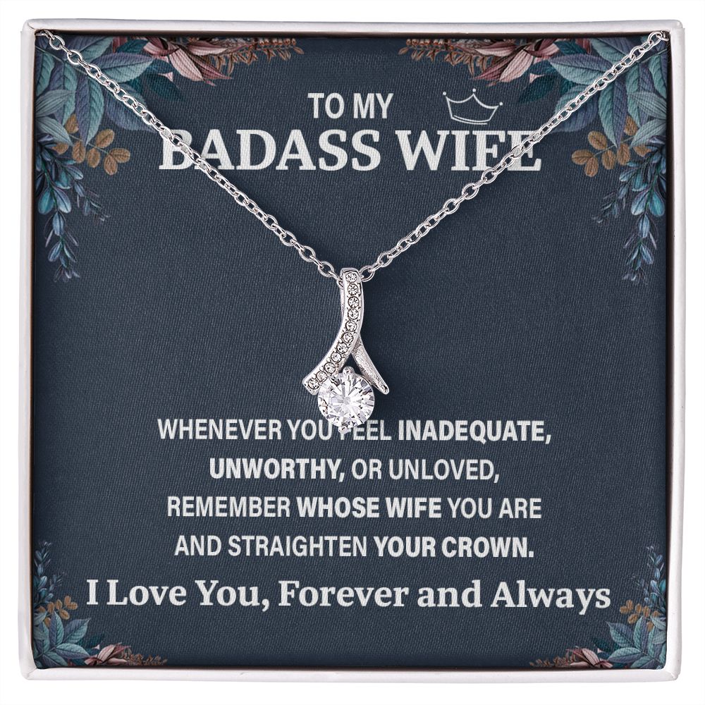 Wife Necklace Gift From Husband To My Badass Wife Pendant Birthday Jewelry with Message Card and Gift Box. Gift for Wife. Necklace Gift Set for Wife Necklace Gifts Box Gift Box Styles Allruing Necklace
