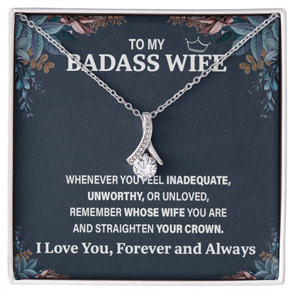 Wife Necklace Gift From Husband To My Badass Wife Pendant Birthday Jewelry with Message Card and Gift Box. Gift for Wife. Necklace Gift Set for Wife Necklace Gifts Box Gift Box Styles Allruing Necklace
