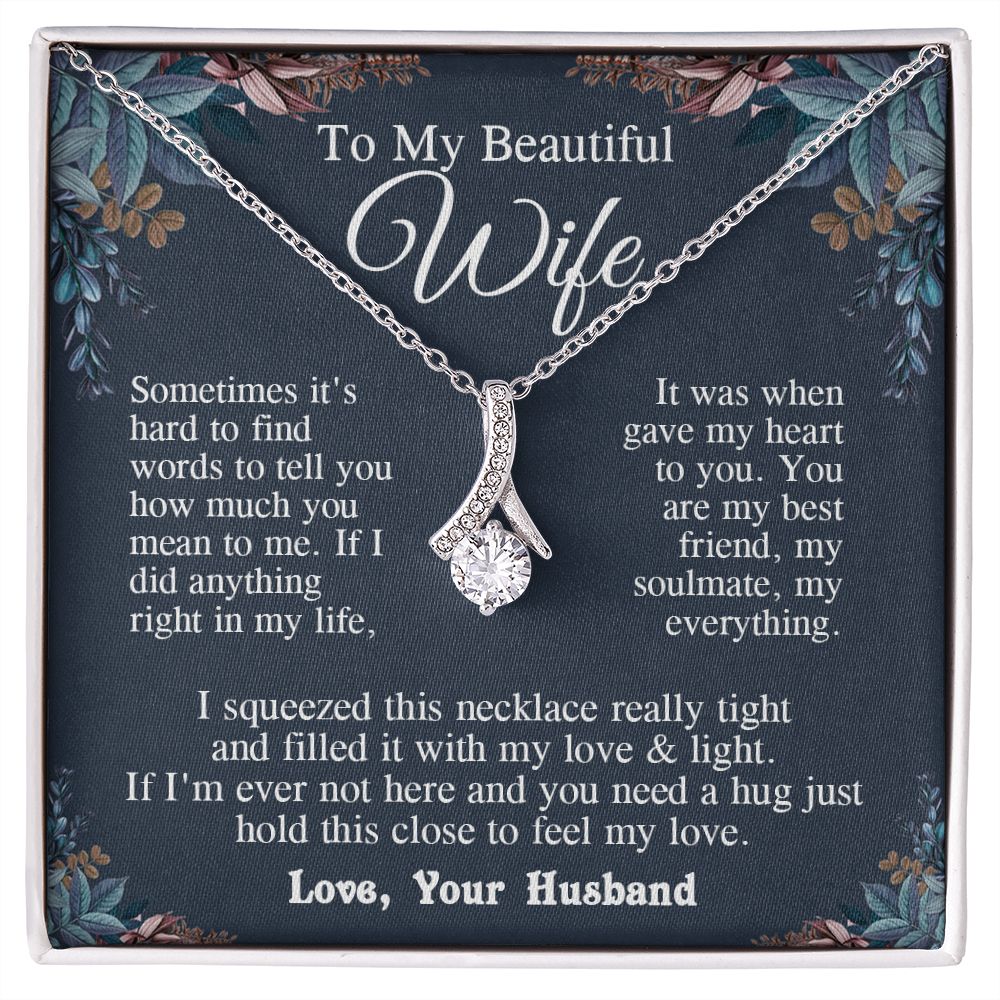 Wife Necklace from Husband, Valentine Romantic Gift for Wife from Husband to My Wife Necklaces for Wife Birthday Gifts, Wife Jewelry Necklace Message Card and Necklace Gift Box Gift Box Styles on Birthday, Wedding, Anniversary, Valentine Allruing Necklace