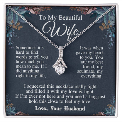 Wife Necklace from Husband, Valentine Romantic Gift for Wife from Husband to My Wife Necklaces for Wife Birthday Gifts, Wife Jewelry Necklace Message Card and Necklace Gift Box Gift Box Styles on Birthday, Wedding, Anniversary, Valentine Allruing Necklace