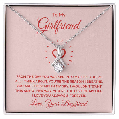 Love Knot Necklace, To My Girlfriend Gifts From Boyfriend, Girlfriend Jewelry, Girlfriend Anniversary For Girlfriend Gift, Necklace Message Card and Gift Box Styles on Birthday, Christmas, Anniversary  Allruing Necklace
