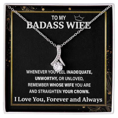 Wife Necklace Gift From Husband To My Badass Wife Pendant Valentine Jewelry with Message Card and Gift Box. Gift for Wife. Necklace Gift Set for Wife Necklace Gifts Box Gift Box Styles Allruing Necklace