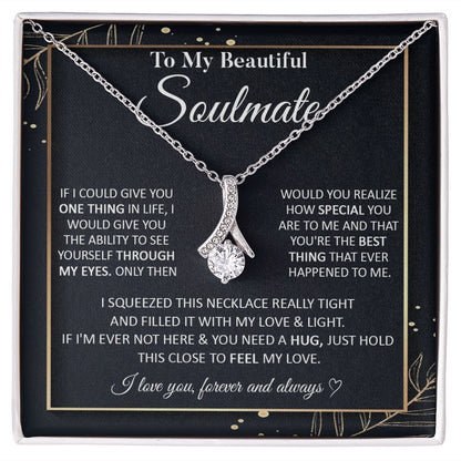 Couples Gifts To My Beautiful Soulmate Necklace From Husband, Anniversary For Wife From Husband, Wife Wedding From Husband, To My Wife, Necklace Custom Name Message Card and Gift Box Styles on Birthday, Christmas, Wedding, Anniversary Allruing Necklace