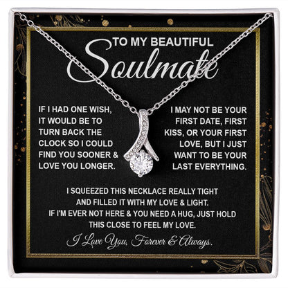 To My Beautiful Soulmate Necklace, Soulmate Jewelry For Women, Wife Necklace From Husband, Soulmate Gifts For Her, To My Future Soulmate Necklace Message Card and Necklace Gifts Box Gift Box Styles on Birthday, Wedding, Anniversary, Valentine Allruing Nec