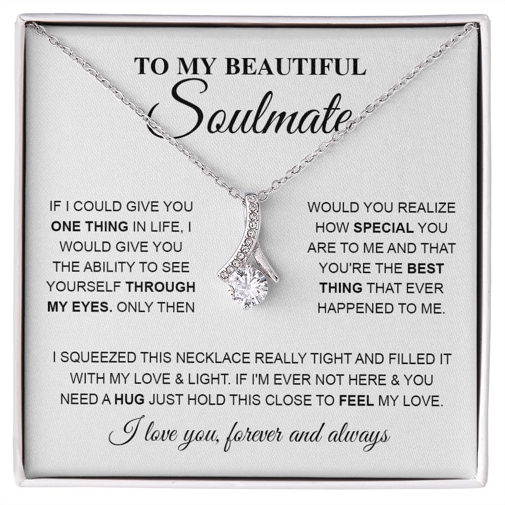 To My Beautiful Soulmate Necklace, Love knot Necklace for Girlfriend, Soulmate Jewelry, Soulmate Necklace, Future Wife Gift, Necklace for Wife from Husband, Necklace Message Card and Gift Box Styles on Birthday, Christmas, Wedding, Anniversary Allruing Ne