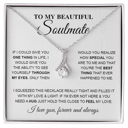 To My Beautiful Soulmate Necklace, Love knot Necklace for Girlfriend, Soulmate Jewelry, Soulmate Necklace, Future Wife Gift, Necklace for Wife from Husband, Necklace Message Card and Gift Box Styles on Birthday, Christmas, Wedding, Anniversary Allruing Ne