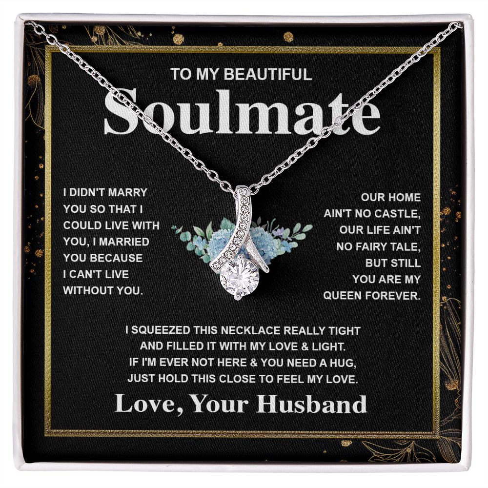 Soulmate Necklace Gift From Husband To My Badass Wife Valentines Days Anniversary Jewelry with Message Card and Gift Box. Gift for Wife. Necklace Gift Set for Wife Message Card and Necklace Allruing Necklace