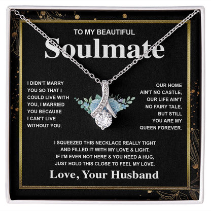Soulmate Necklace Gift From Husband To My Badass Wife Valentines Days Anniversary Jewelry with Message Card and Gift Box. Gift for Wife. Necklace Gift Set for Wife Message Card and Necklace Allruing Necklace