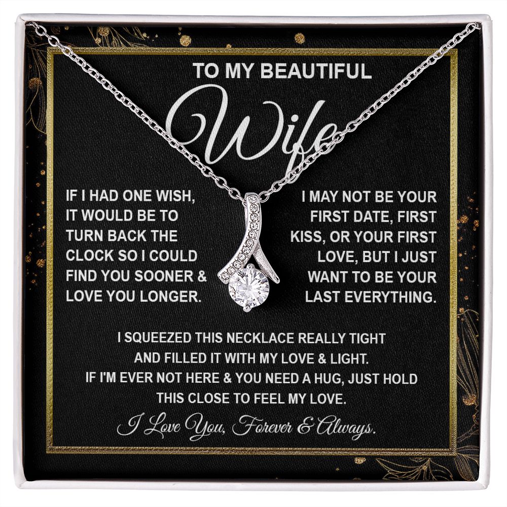 To My Beautiful Wife Necklace, Soulmate Jewelry For Women, Wife Necklace From Husband, Soulmate Gifts For Her, To My Future Soulmate Necklace Message Card and Necklace Gifts Box Gift Box Styles on Birthday, Wedding, Anniversary, Valentine Allruing Necklac