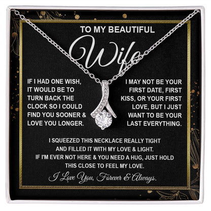 To My Beautiful Wife Necklace, Soulmate Jewelry For Women, Wife Necklace From Husband, Soulmate Gifts For Her, To My Future Soulmate Necklace Message Card and Necklace Gifts Box Gift Box Styles on Birthday, Wedding, Anniversary, Valentine Allruing Necklac