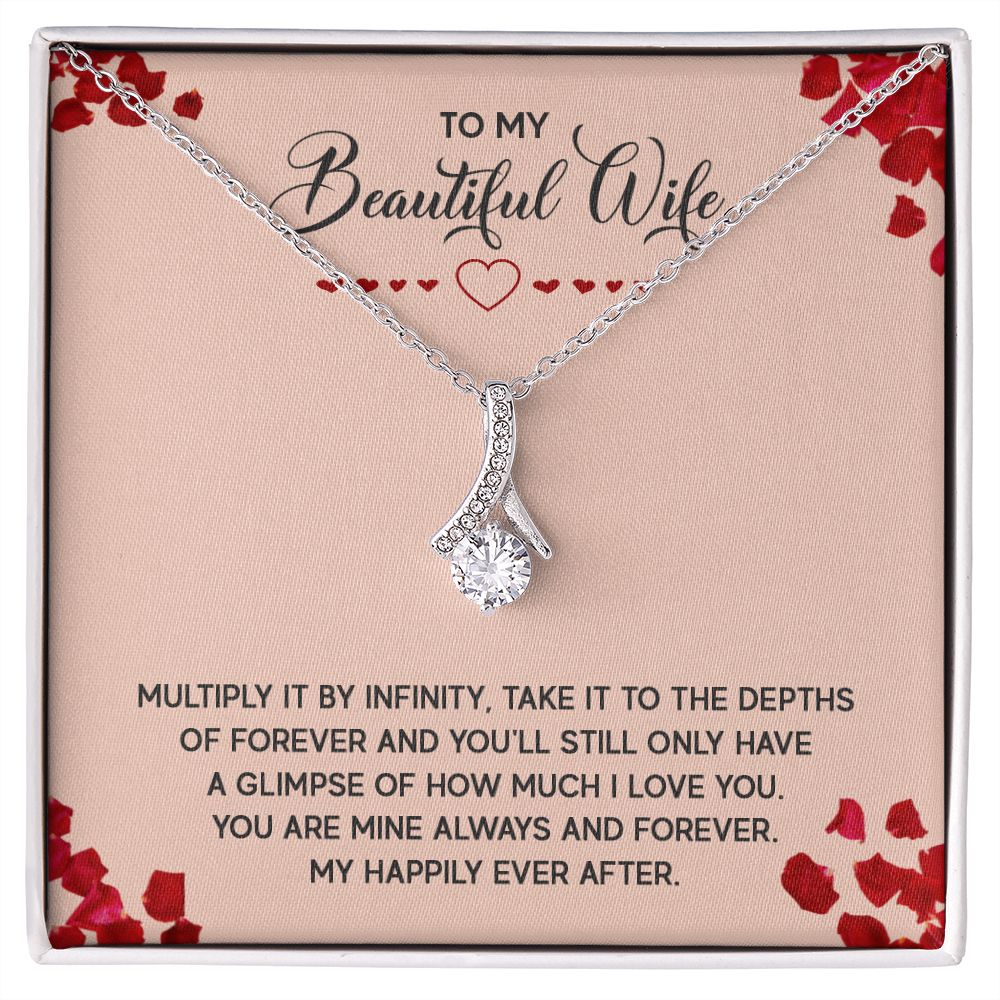 Couples Gifts, To My Beautiful Wife Necklace Gifts From Husband, Wedding Anniversary Jewelry For Wife From Husband, Wife Birthday From Husband, To My Soulmate Message Card and Gift Box styles On Birthday, Christmas, Anniversary  Allruing Necklace