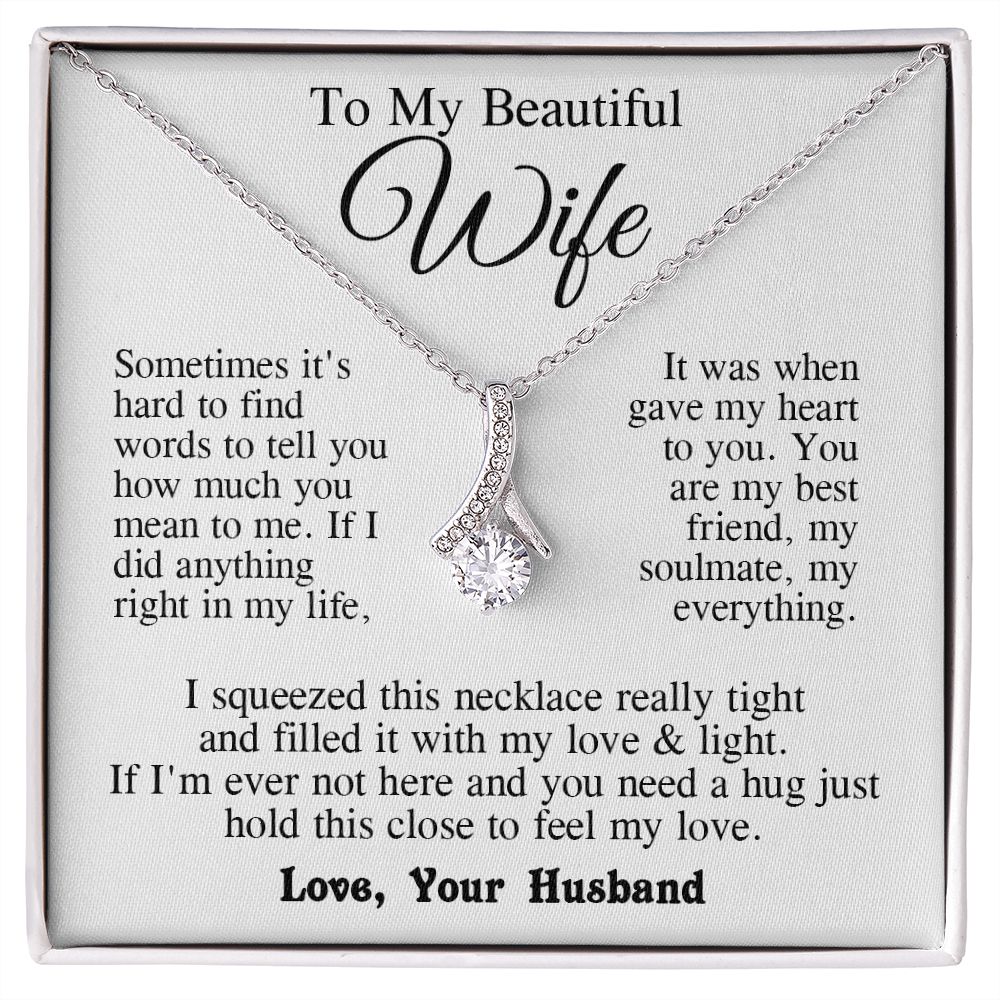 Wife Necklace from Husband, Anniversary Romantic Gifts for Wife from Husband to My Wife Necklaces for Wife Birthday Gifts, Wife Jewelry Necklace Message Card and Necklace Gift Box Gift Box Styles on Birthday, Wedding, Anniversary, Valentine Allruing Neckl