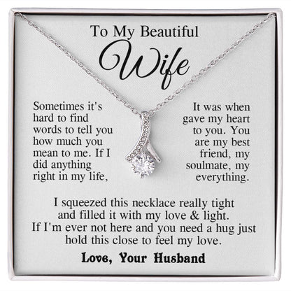 Wife Necklace from Husband, Anniversary Romantic Gifts for Wife from Husband to My Wife Necklaces for Wife Birthday Gifts, Wife Jewelry Necklace Message Card and Necklace Gift Box Gift Box Styles on Birthday, Wedding, Anniversary, Valentine Allruing Neckl