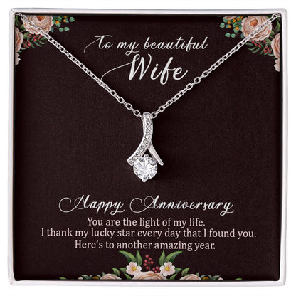 To My Beautiful Wife Necklace, Wife Necklace, Wife Gift, WIfe Gift From Husband, Happy Anniversary, Meaningful Necklace Message Card and Gift Box Styles on Birthday, Christmas, Anniversary  Allruing Necklace