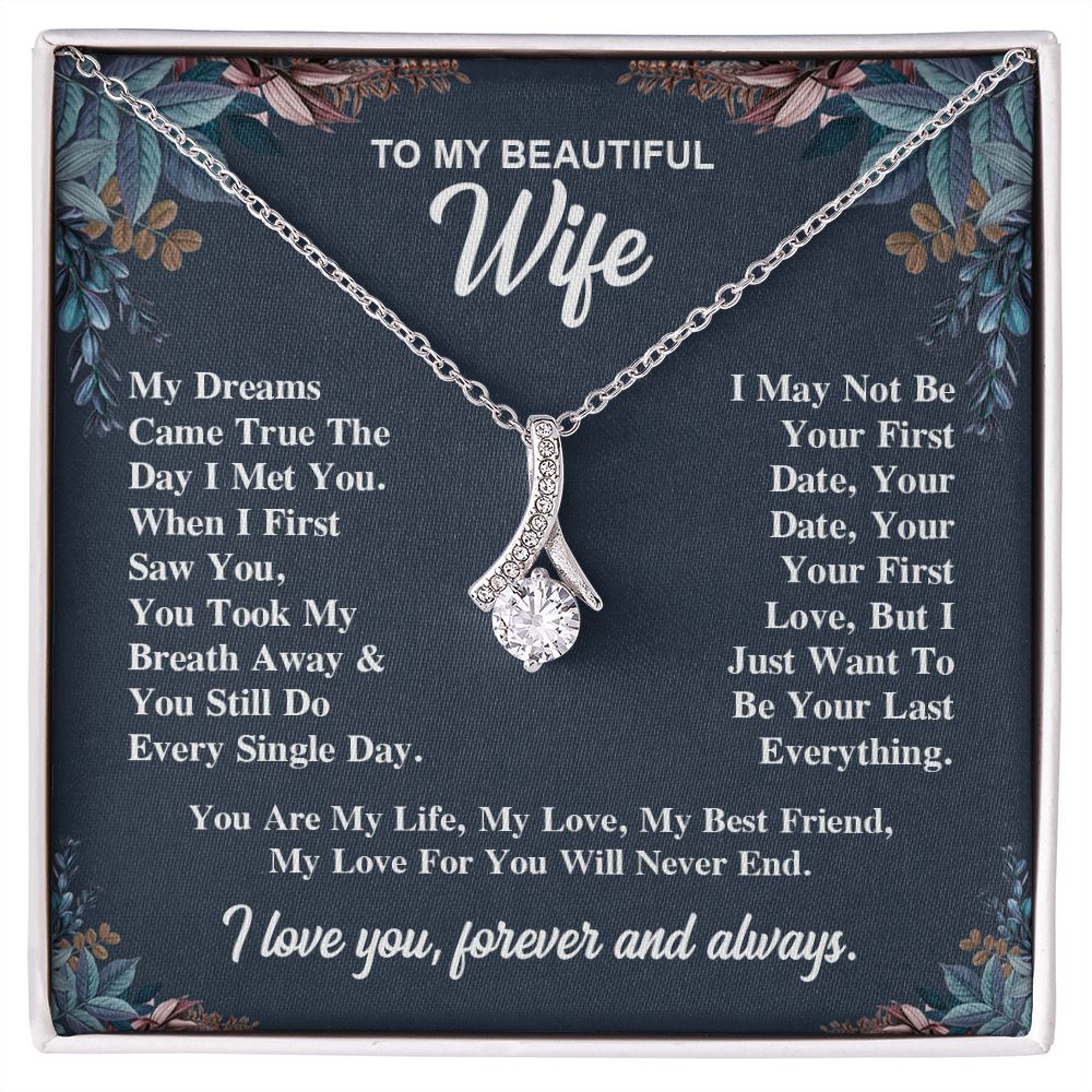 To My Wife Necklace Gift for Her, Soulmate Jewelry, Necklaces for Wife from Husband, Birthday To My Wife Necklace, Soulmate Gifts, Necklace Message Card and Gift Box Styles on Birthday, Wedding, Anniversary, Valentine Allruing Necklace