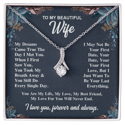 To My Wife Necklace Gift for Her, Soulmate Jewelry, Necklaces for Wife from Husband, Birthday To My Wife Necklace, Soulmate Gifts, Necklace Message Card and Gift Box Styles on Birthday, Wedding, Anniversary, Valentine Allruing Necklace