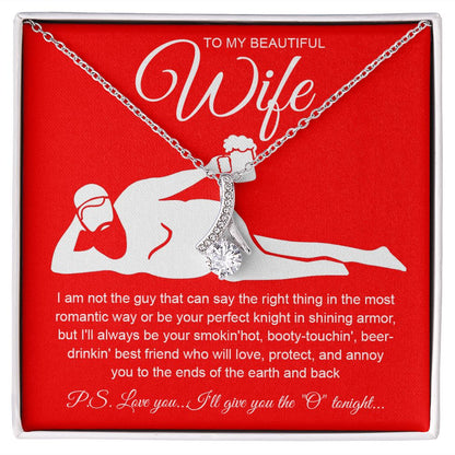 To My Beautiful Wife Necklace For Women, Funny Gifts For Girlfriend,Valentine Presents For Girlfriend, Best Birthday Meaningful Gift Ideas For Wife, Women Romantic Jewelry For Her Anniversary Message Card and Gift Box Styles Allruing Necklace