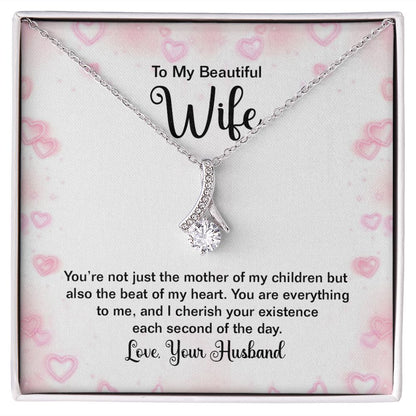 Couples Gifts Necklace To My Beautiful Wife Necklace Gifts For My Wife, Love Knot Meaningful Necklace Message Card and Gift Box Styles on Birthday, Christmas, Anniversary Allruing Necklace