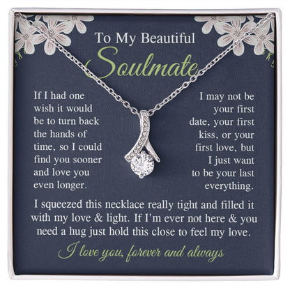 Soulmate Necklace Gift for Her, Soulmate Jewelry, Necklace for Future Soulmate, Valentine Anniversary Jewelry for Wife Necklace Gifts from Husband - Soulmate Gift Necklace with Message Card and Gift Box Allruing Necklace