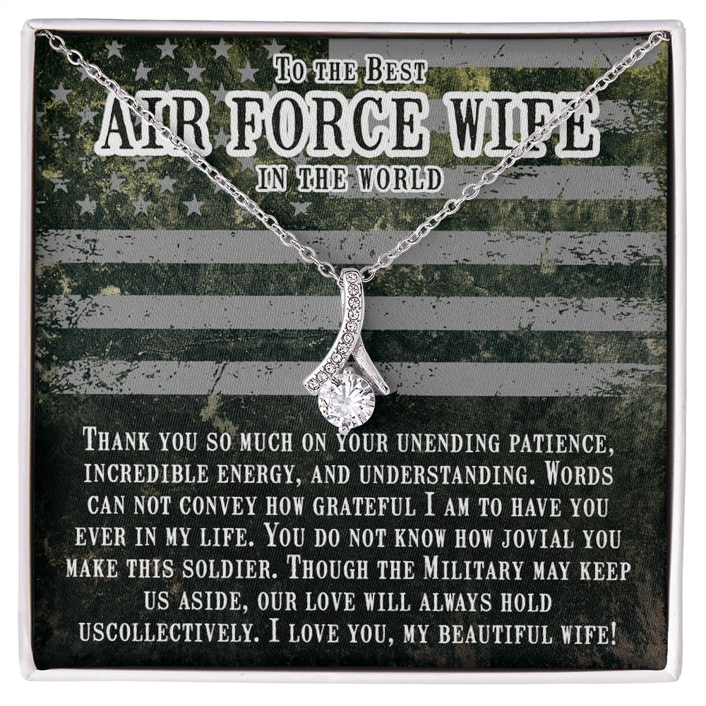 Couples Gifts, Air Force Wife Necklace Gifts From Husband, Wedding Anniversary Jewelry For Wife From Husband, Wife Birthday From Husband, To My Beautiful Wife Girlfriend Message Card and Gift Box styles On Birthday, Christmas, Anniversary  Allruing Neckla