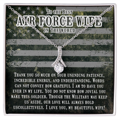 Couples Gifts, Air Force Wife Necklace Gifts From Husband, Wedding Anniversary Jewelry For Wife From Husband, Wife Birthday From Husband, To My Beautiful Wife Girlfriend Message Card and Gift Box styles On Birthday, Christmas, Anniversary  Allruing Neckla