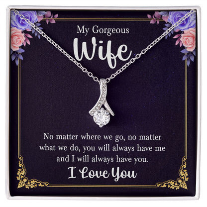 To My Wife Necklace Romantic Gifts For Her Unique Necklaces For Wife From Husband Cute Valentines Day Anniversary Birthday, Love Knot Meaningful Necklace Message Card and Gift Box Styles on Birthday, Christmas, Anniversary  Allruing Necklace