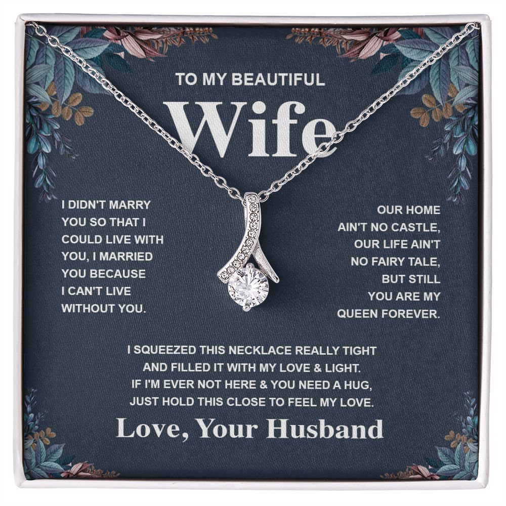 Wife Necklace Gift From Husband To My Badass Wife Valentines Days Anniversary Jewelry with Message Card and Gift Box. Gift for Wife. Necklace Gift Set for Wife Message Card and Necklace Gifts Box Gift Box Styles Allruing Necklace