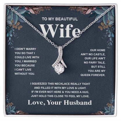 Wife Necklace Gift From Husband To My Badass Wife Valentines Days Anniversary Jewelry with Message Card and Gift Box. Gift for Wife. Necklace Gift Set for Wife Message Card and Necklace Gifts Box Gift Box Styles Allruing Necklace