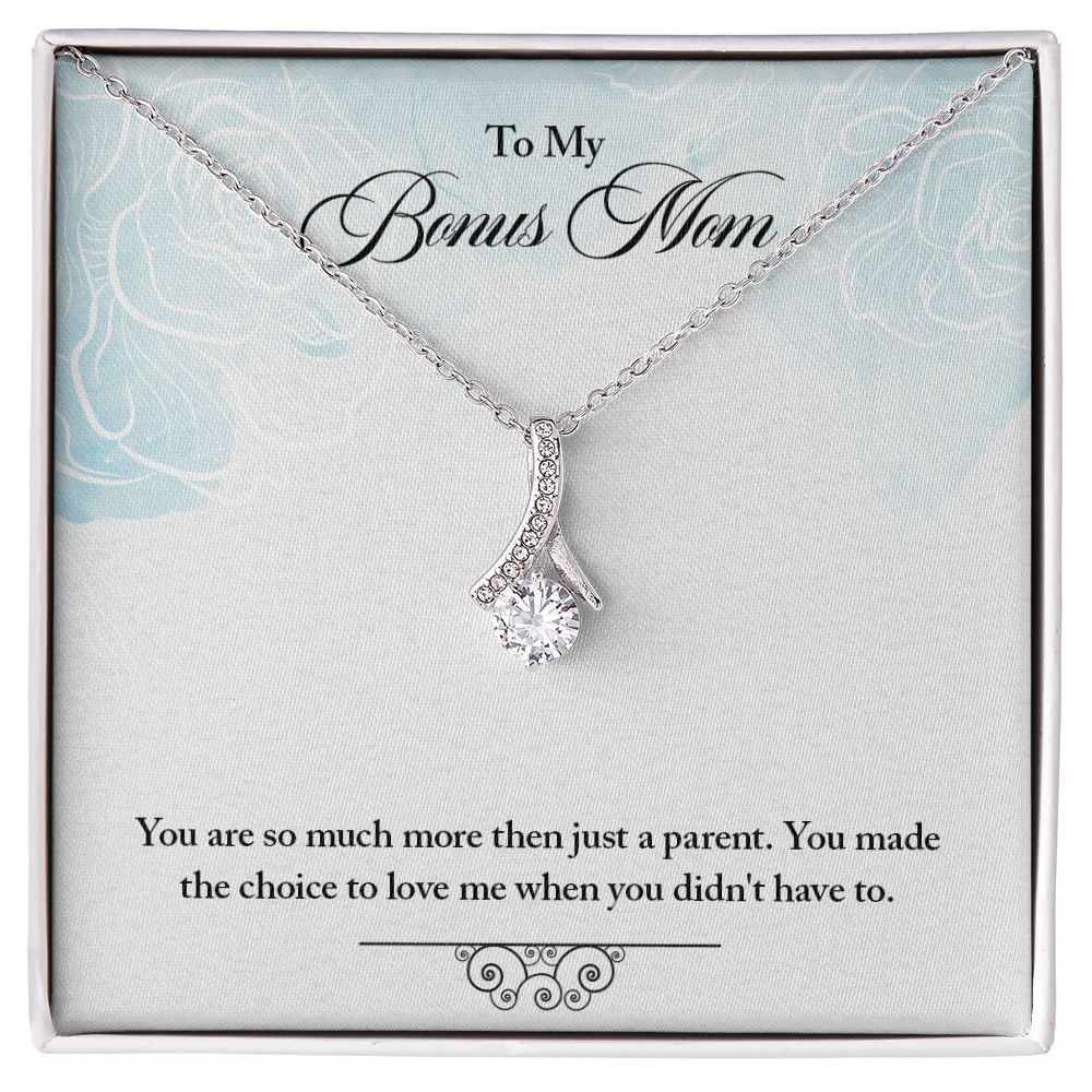 My Bonus Mom Necklace, Dear Mom, Mother's Day Necklace, Gift for Mom from Daughter, Son, Amazing Mom, Perfect Mother Mother's Day Gift, Love Knot Necklace Message Card and Gift Box Styles on Birthday, Christmas, Anniversary  Allruing Necklace
