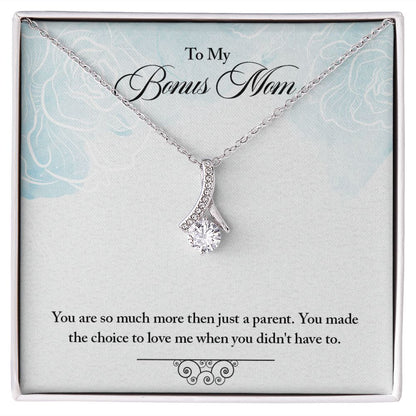 My Bonus Mom Necklace, Dear Mom, Mother's Day Necklace, Gift for Mom from Daughter, Son, Amazing Mom, Perfect Mother Mother's Day Gift, Love Knot Necklace Message Card and Gift Box Styles on Birthday, Christmas, Anniversary  Allruing Necklace