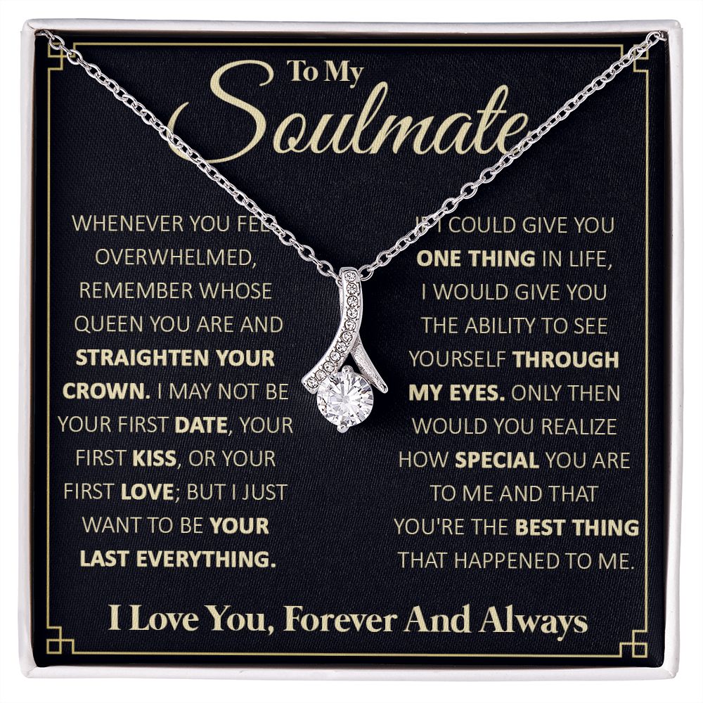Couples Gifts, To My Beautiful Soulmate Necklace From Husband, Necklace For Wife From Husband, Wife Wedding From Husband, To My Wife, Necklace Custom Name Message Card and Gift Box Styles on Birthday, Christmas, Wedding, Anniversary Allruing Necklace