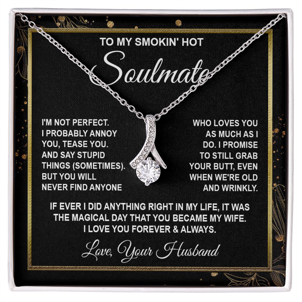 Soulmate Necklace Gifts from Husband, Anniversary Gifts for Wife from Husband, Wife Valentine Gift from Husband, To My Wife Necklace Message Card and Necklace Gifts Box Gift Box Styles on Birthday, Wedding, Anniversary, Valentine Allruing Necklace