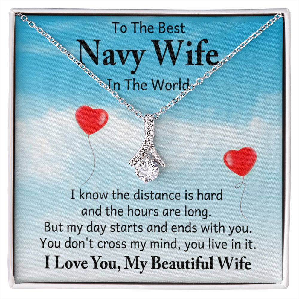 Couples Gifts, To My Navy Wife Necklace Gifts From Husband, Wedding Anniversary Jewelry For Wife From Husband, Wife Birthday From Husband, To My Soulmate Message Card and Gift Box styles On Birthday, Christmas, Anniversary  Allruing Necklace