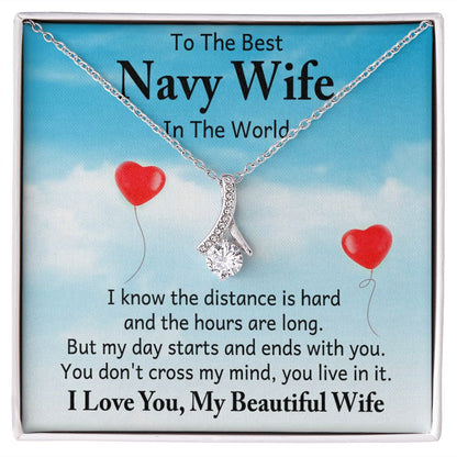 Couples Gifts, To My Navy Wife Necklace Gifts From Husband, Wedding Anniversary Jewelry For Wife From Husband, Wife Birthday From Husband, To My Soulmate Message Card and Gift Box styles On Birthday, Christmas, Anniversary  Allruing Necklace