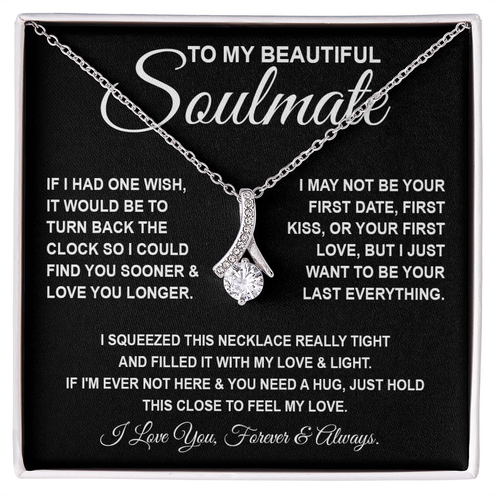 To My Beautiful Soulmate Necklace, Soulmate Jewelry For Women, Wife Necklace From Husband, Soulmate Gift For Her, To My Future Wife Necklace Message Card and Necklace Gift Box Gift Box Styles on Birthday, Wedding, Anniversary, Valentine Allruing Necklace